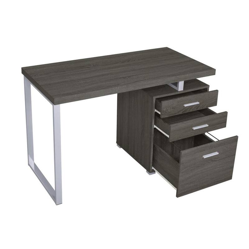 3-drawer Office Desk in Weathered Grey Finish