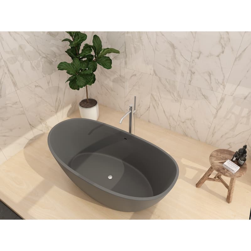 Manhattan 59" Solid Surface Freestanding Soaking Bathtub