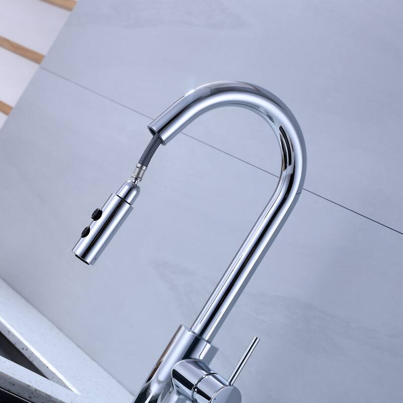 Luxier KTS21 Single Handle Pull Down Sprayer Kitchen Faucet