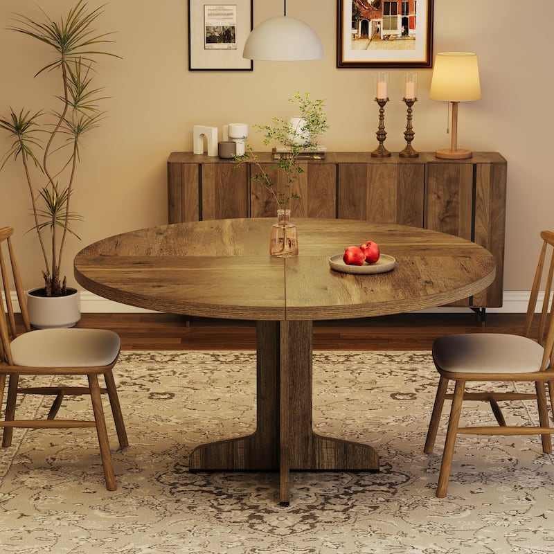 47 Inch Round Dining Table, Farmhouse Wood Dining Table