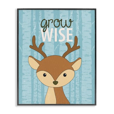 Stupell Grow Wise with Deer Framed Giclee Art Design By Kim Allen