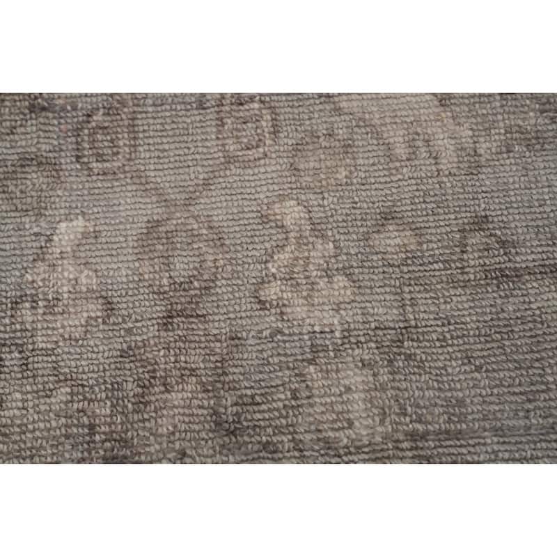 Hand-knotted Transitional Silk Carpet Grey Oushak Rug Floral Oriental Area Rug - 8' 0'' X 5' 7''