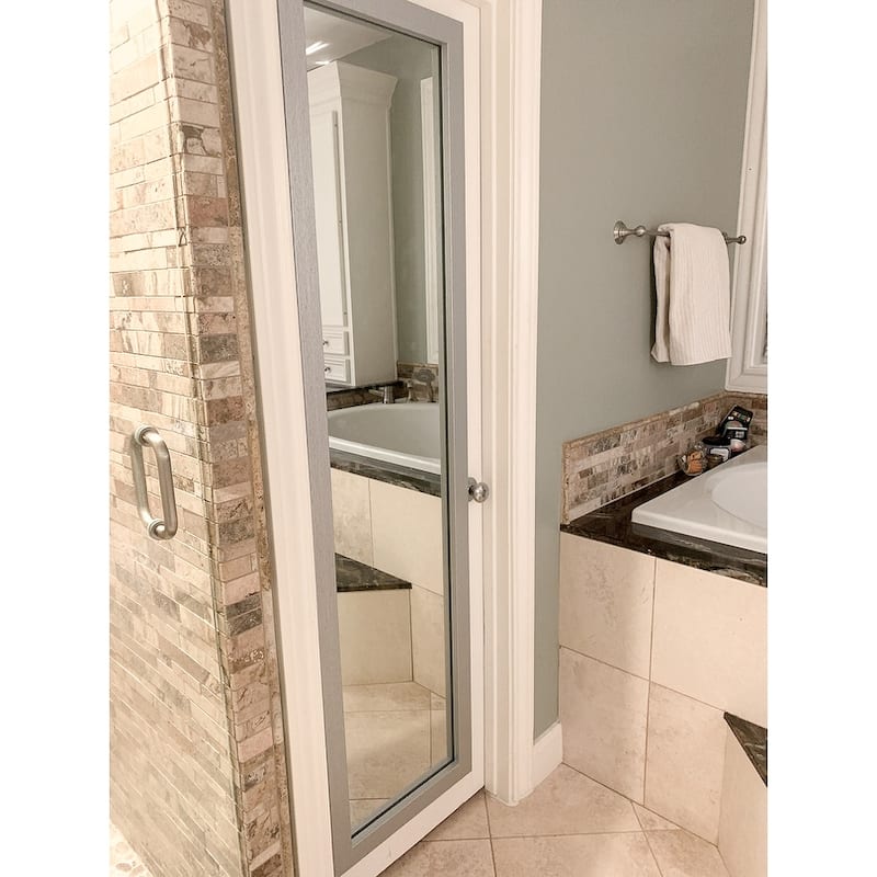 Frame My Mirror Satin Nickel Framed Vanity Mirror, Meade Design