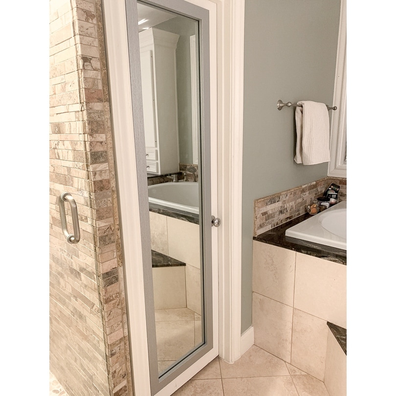 Frame My Mirror Satin Nickel Framed Vanity Mirror, Meade Design