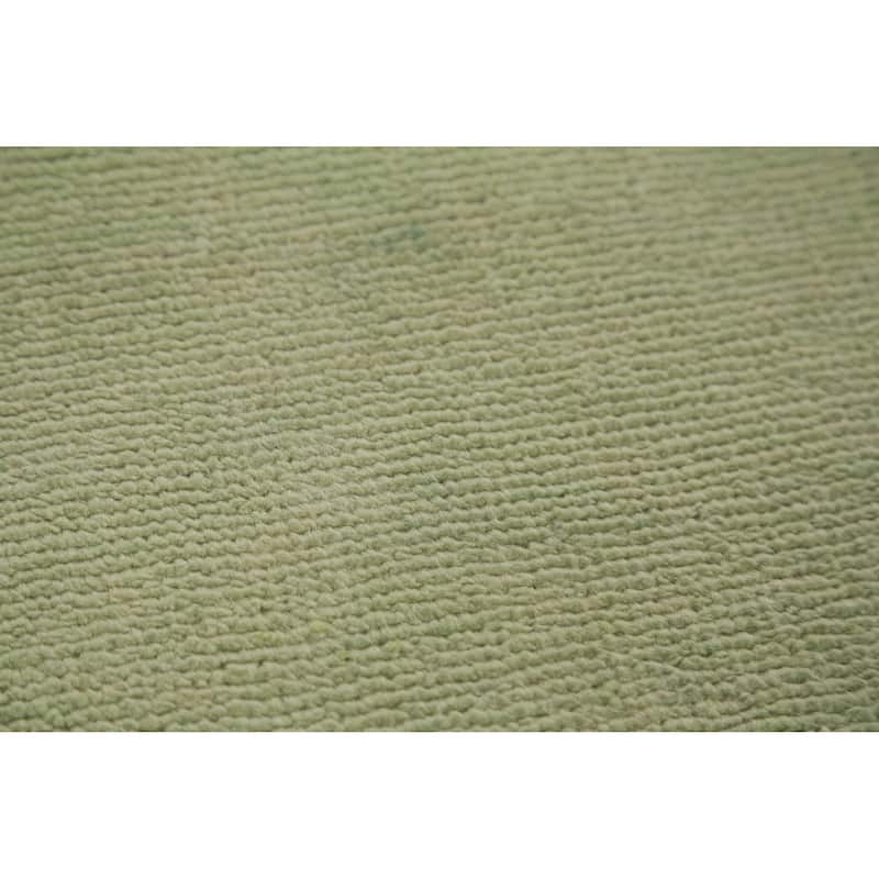 Hand Knotted Oriental 100% Wool Carpet Modern Solid Green Gabbeh Runner Rug - 8' 3'' X 2' 9''