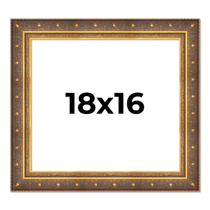 18x16 Frame Vintage Gold Solid Wood Picture Frame | 2.5 Inch Moulding