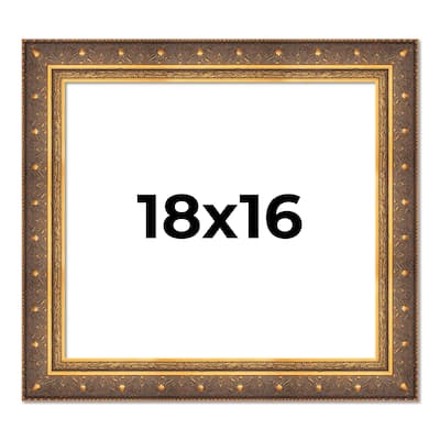 18x16 Frame Vintage Gold Solid Wood Picture Frame | 2.5 Inch Moulding