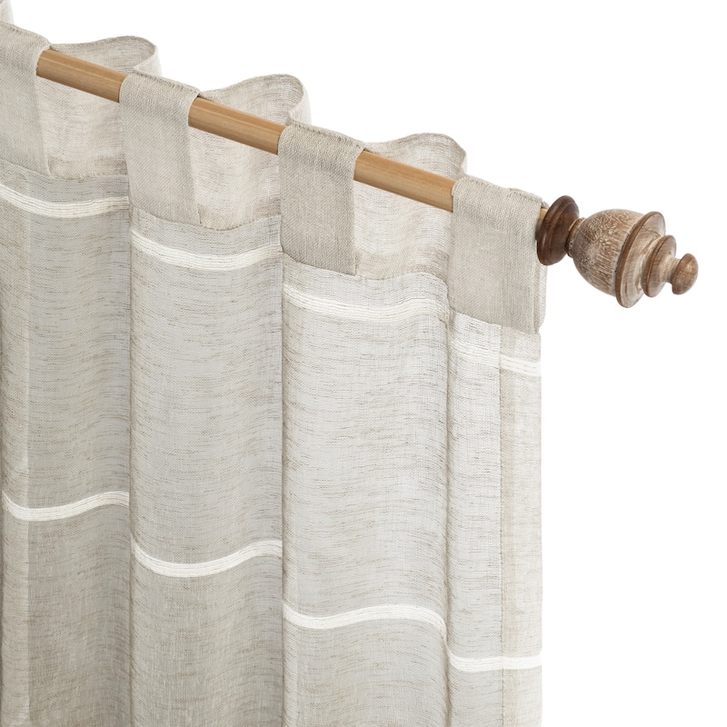 Horizon Stripe Premium Sheer Rod Pocket W Back Tab Curtain Panel