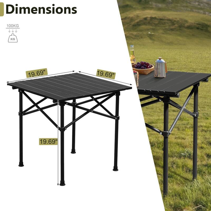 Black Tube Frame Heavy Duty Portable Folding Camping Table