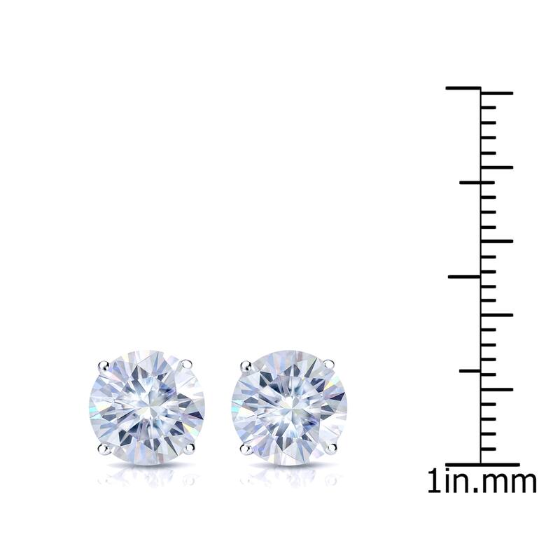 Auriya Platinum 3 1/2ctw Round Moissanite Stud Earrings - 7.8 mm, Push-Backs
