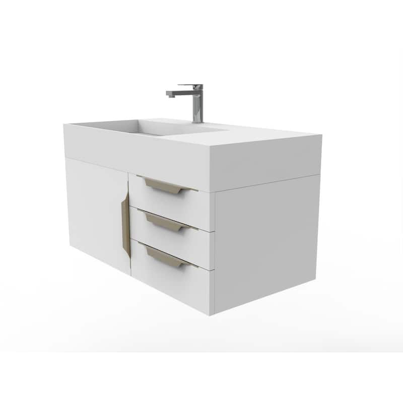Amazon 36" Wall Mounted Bathroom Vanity Set w/ White Top