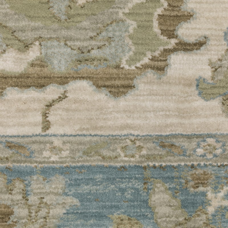 Meadow Traditional Oriental Beige/ Teal Area Rug