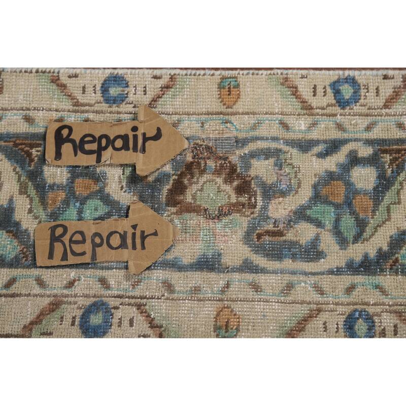 Traditional Blue Tabriz Persian Vintage Area Rug Handmade Wool Carpet - 7'1" x 9'8"