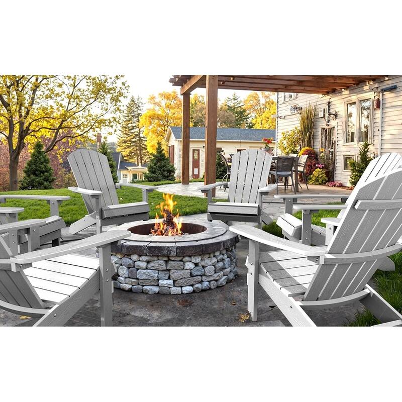 WINSOON All Weather HIPS Outdoor Plastic Adirondack Chairs Set of 2