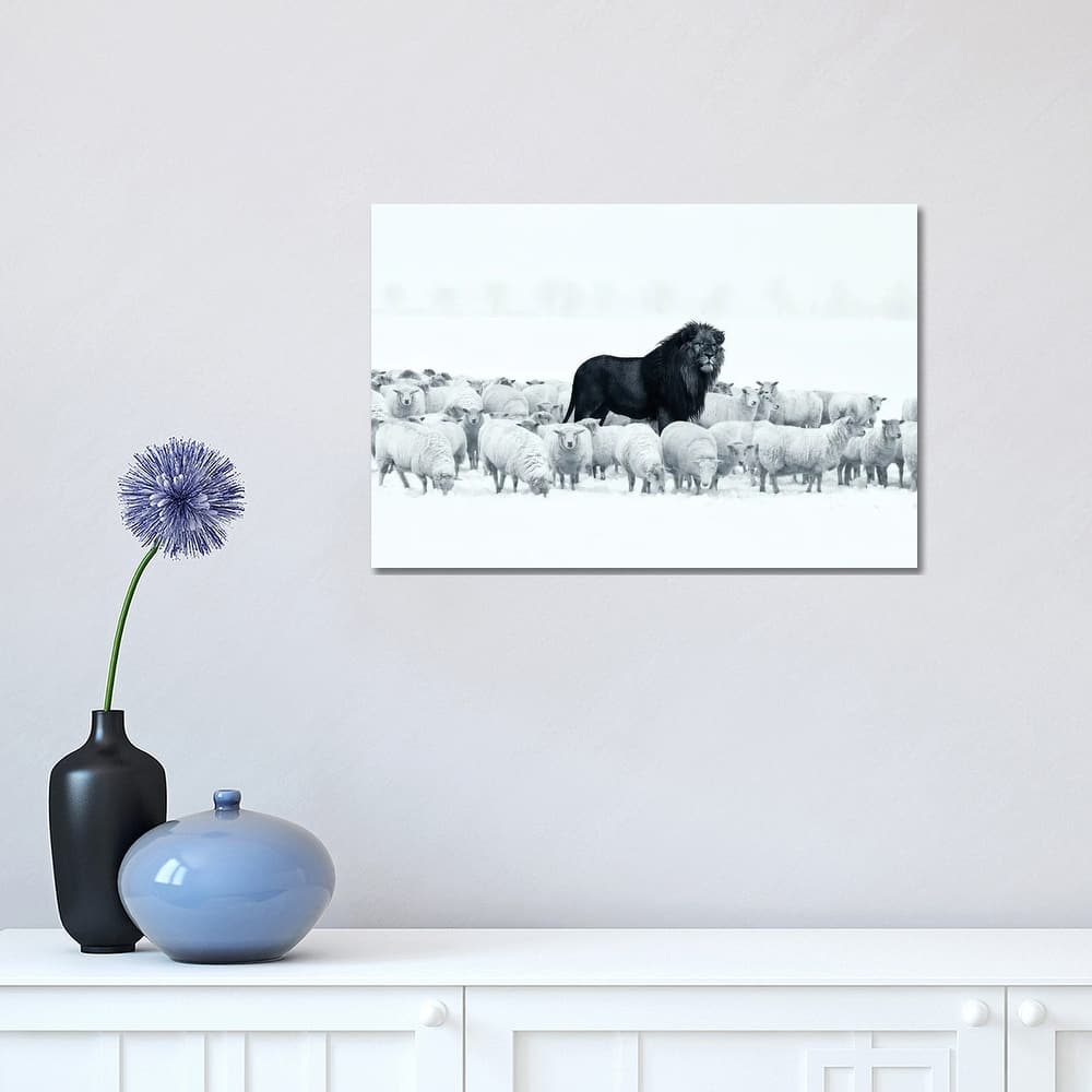 iCanvas "Lion Among Sheep" by Ruvim Noga Canvas Print
