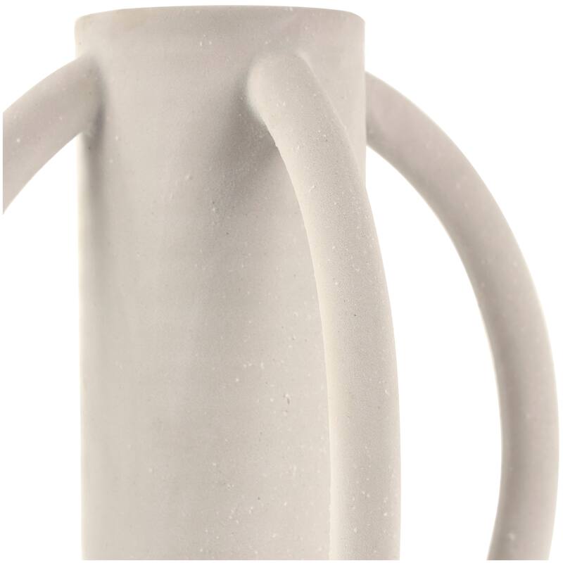 Gray or Cream Ceramic Textured Whitewashed Vase with 4 Handles