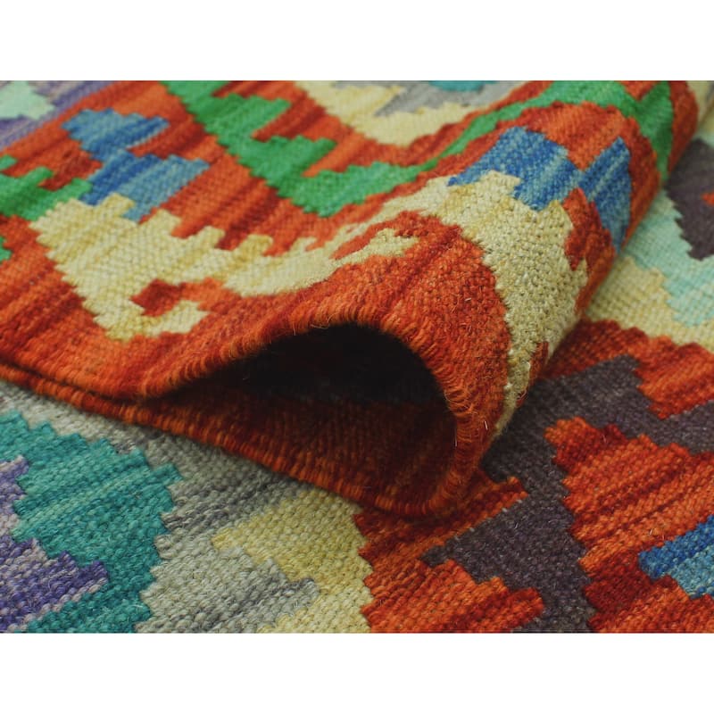 Hand-Woven Sangat Radwa Rust/Blue Rug - 8'5" x 11'2"