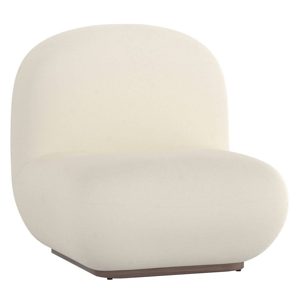 Contemporary Boucle Fabric Accent Chair - Ivory