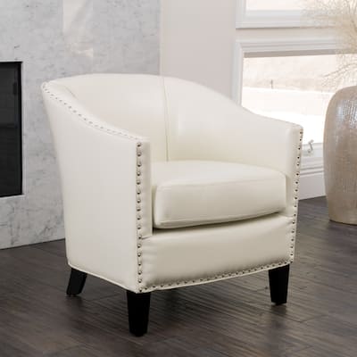 Austin Ivory Bonded Leather Club Chair by Christopher Knight Home