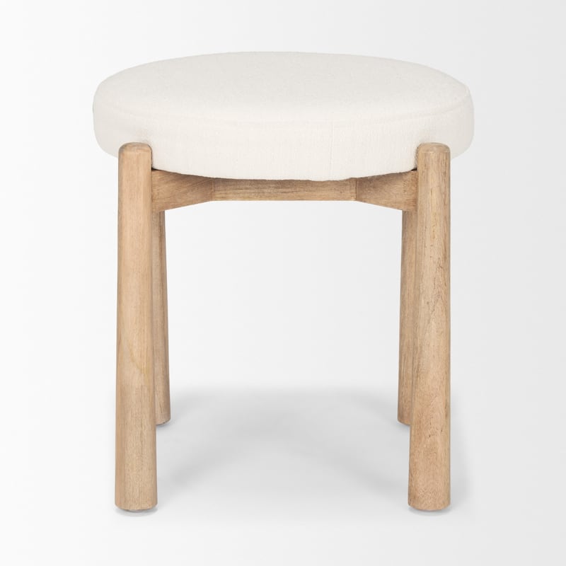 Shaiden Brown Wood w/ Cream Fabric Stool
