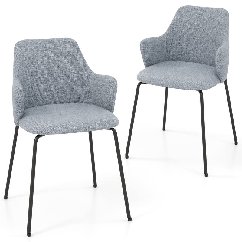 Gymax 4 PCS Dining Chairs Set of 2 w/ Curved Backrest Wide Seat &