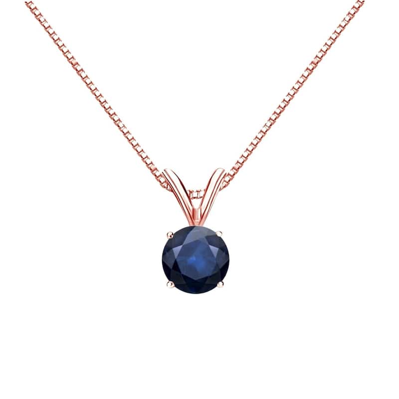 Auriya 14k Gold Blue Sapphire Solitaire Necklace 1/2ctw - Rose
