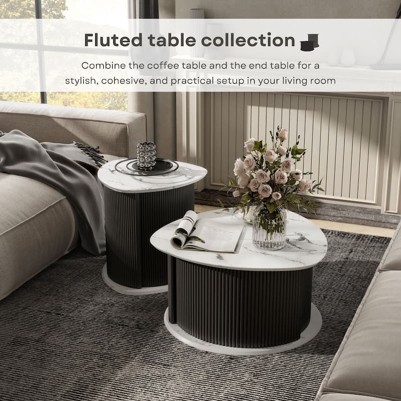 Furniture of America Astra Modern 2-Piece Black Triangle Storage Coffee Table Set