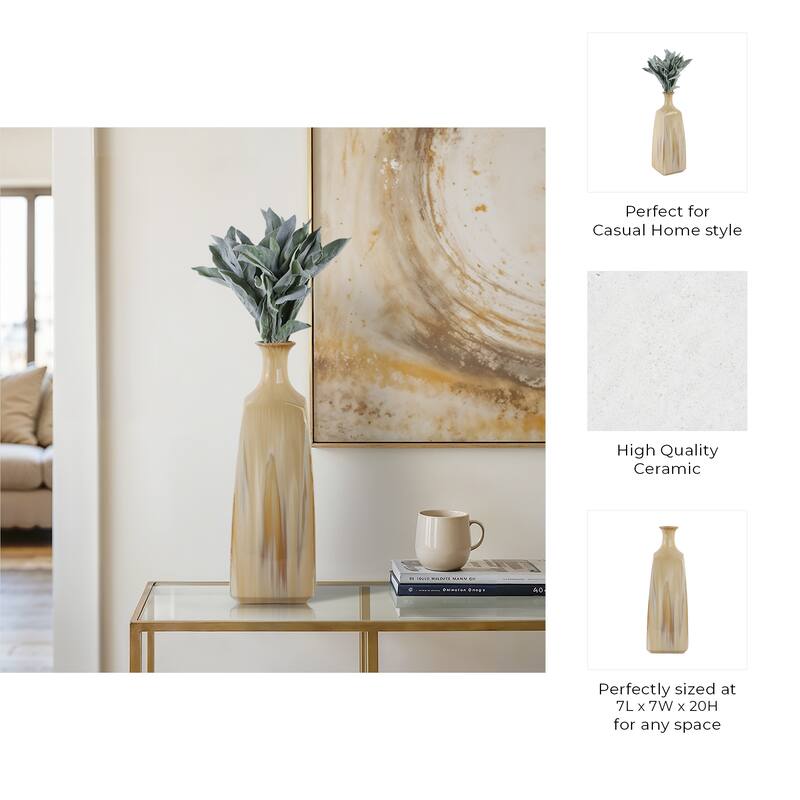 Stoneware Vase Sleek Decorative Contemporary Casual Home Style