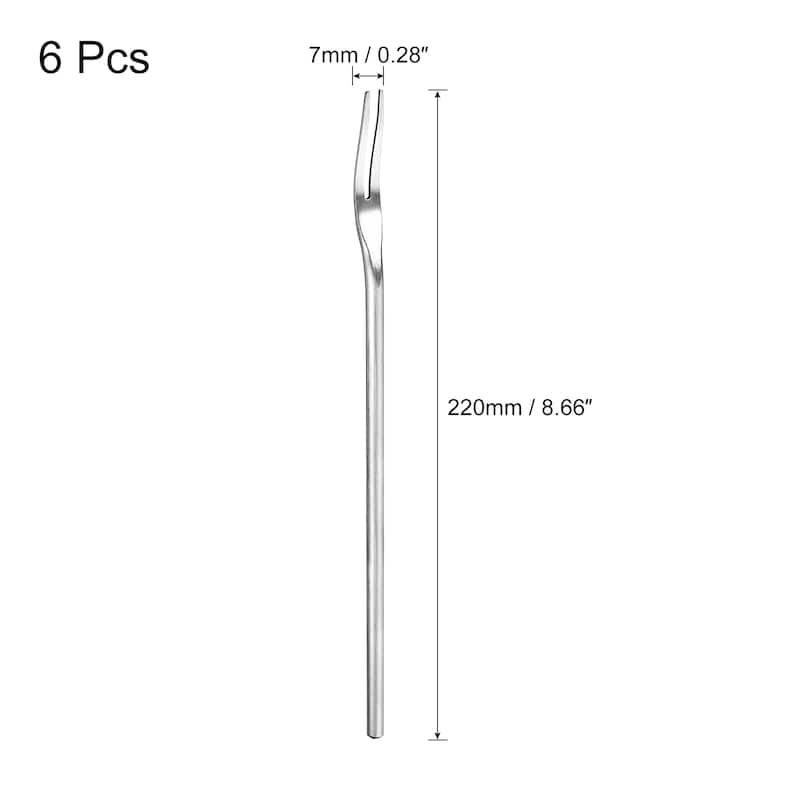 6Pcs Stainless Steel Fruit Forks, 8.66" Salad Fruit Tasting Forks for Birthday - Silver Tone - Silver Tone
