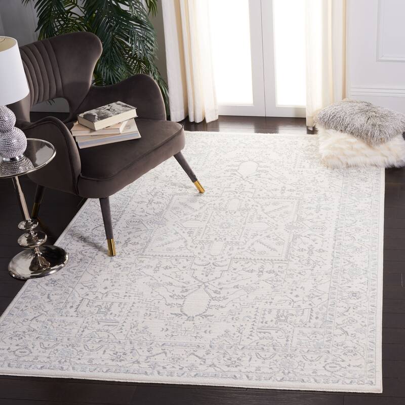 Martha Stewart by SAFAVIEH Saide Modern Rug - 6'7" Square - Ivory/Light Grey
