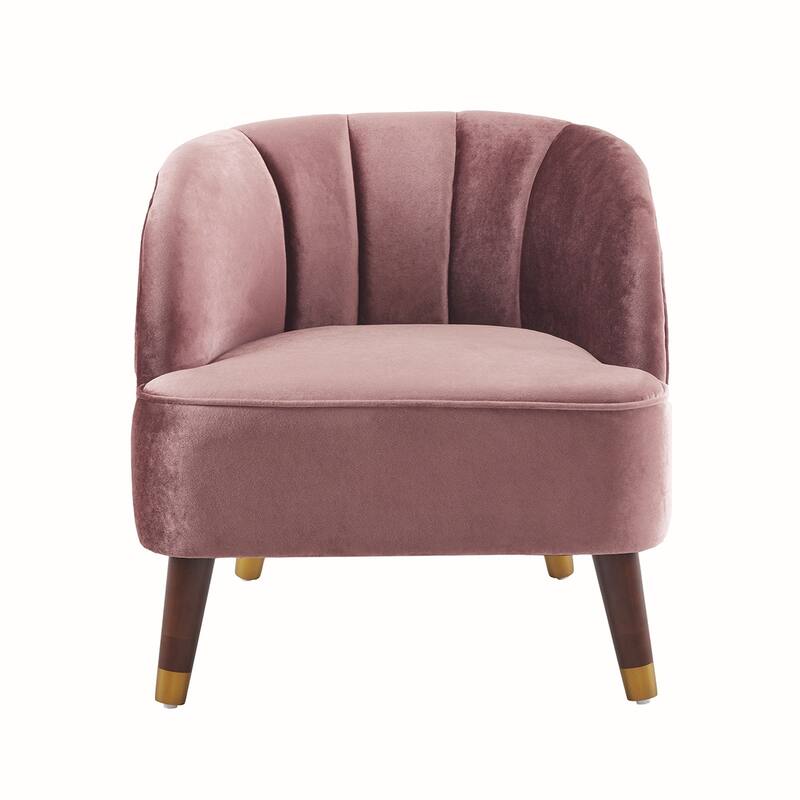 Velvet Barrel Chair With Wooden Legs