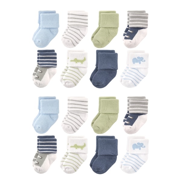 slide 1 of 1, Luvable Friends Baby Cotton Rich Terry Socks 16-Pack, Safari 0-6 Months - Safari