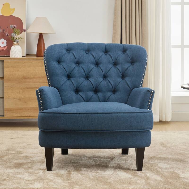 Upholstered Lounge Chair with Nailhead Trim