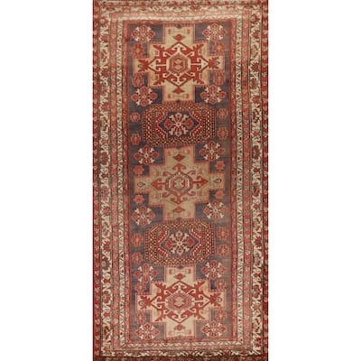 Blue Ardebil Persian Runner Rug Hand-knotted Vintage Wool Carpet - 4'4"x 10'4"