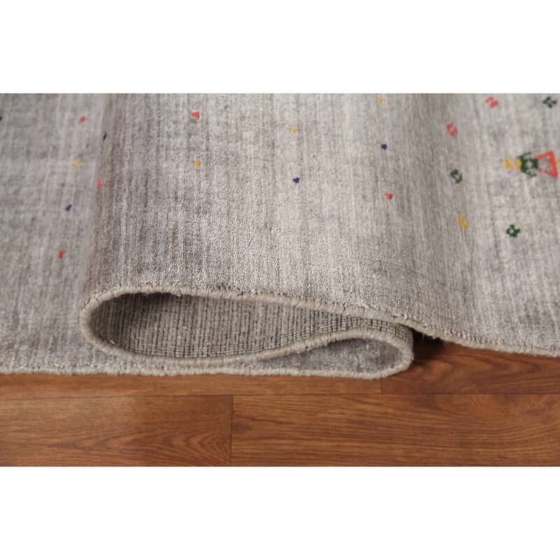 Tribal Gabbeh Indian Area Rug Handmade Silk Carpet - 8'0"x 9'8"