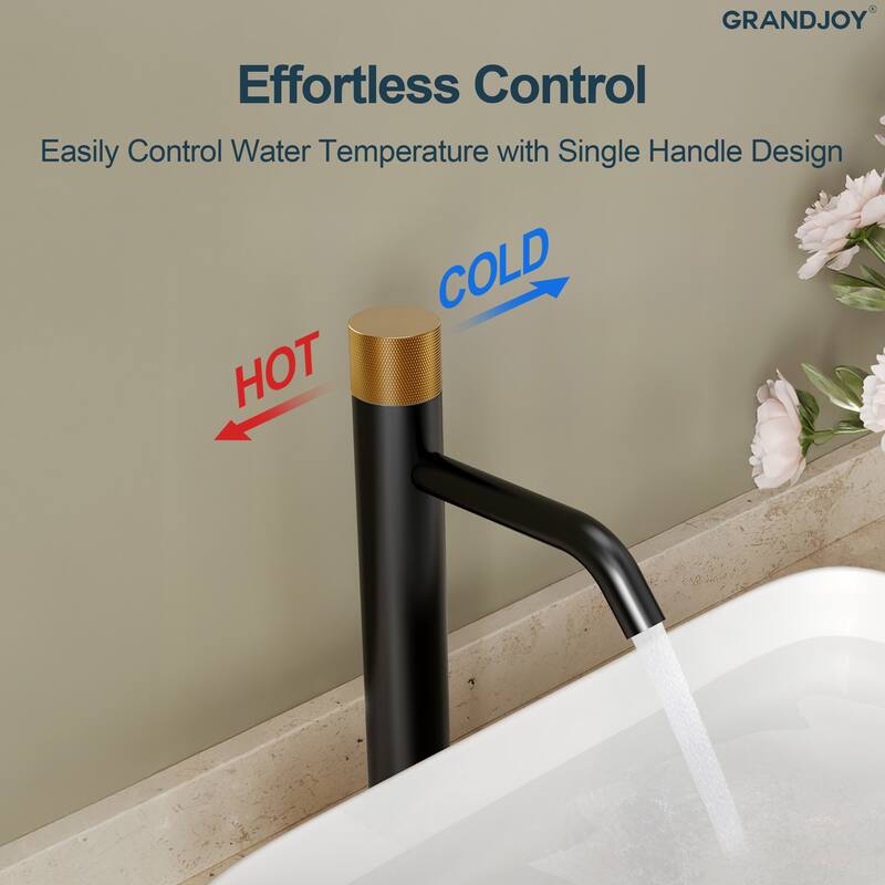 GRANDJOY 2-Pack Single Handle Vessel Sink Faucet with Pop-Up Drain, Mid-Arc Bathroom Design