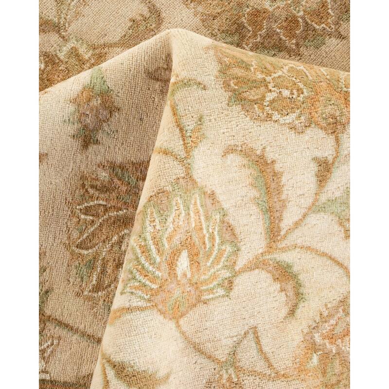 Overton Hand Knotted Wool Vintage Inspired Traditional Mogul Ivory Area Rug - 9' 3" x 12' 10"