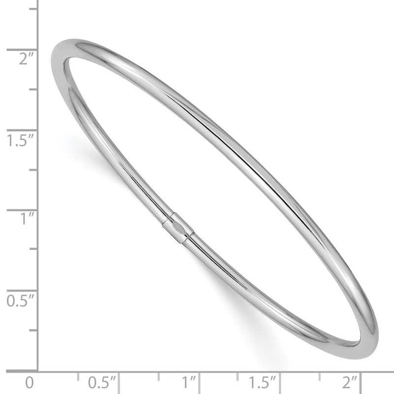 Curata 14k White Gold 3mm Polished Round Sslip on Stackable Bangle Bracelet