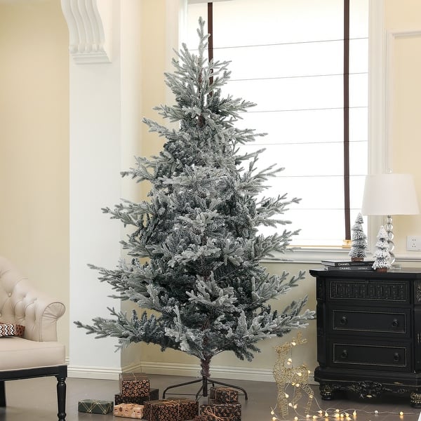 slide 2 of 23, HOMCOM 6ft Nordic Pine Artificial Christmas Tree with 795 Snow Flocked Tips, Foldable Metal Stand, Easy Assembly