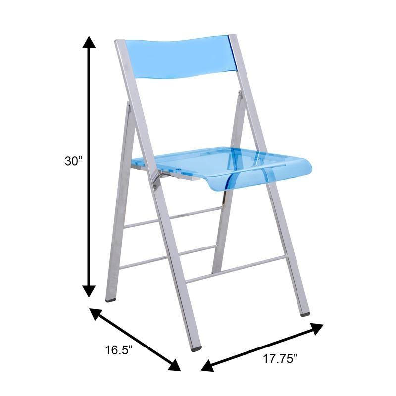 Menno Modern Acrylic Folding Dining Chairs with Stainless Steel Frames and Rubber Pads (Set of 4)