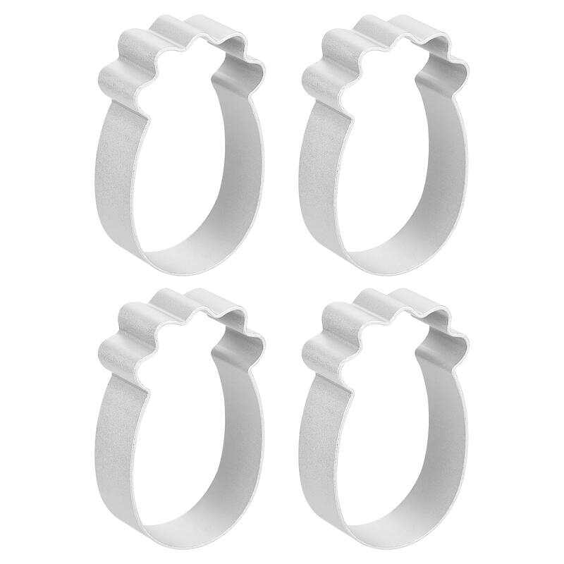 4pcs Pineapple Cookie Cutter, Aluminum Alloy Biscuit Cutters for Cake, Silver
