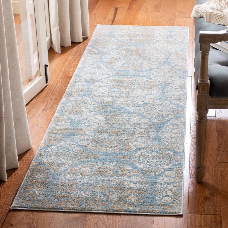 SAFAVIEH Isabella Eriona Traditional Rug - 2'2" x 7' Runner - Denim Blue/Ivory - Runner