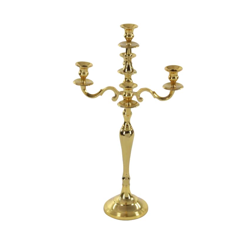 Aluminum Metal Candelabra - Gold - Roche River Decor - 14"W x 14"L x 25"H