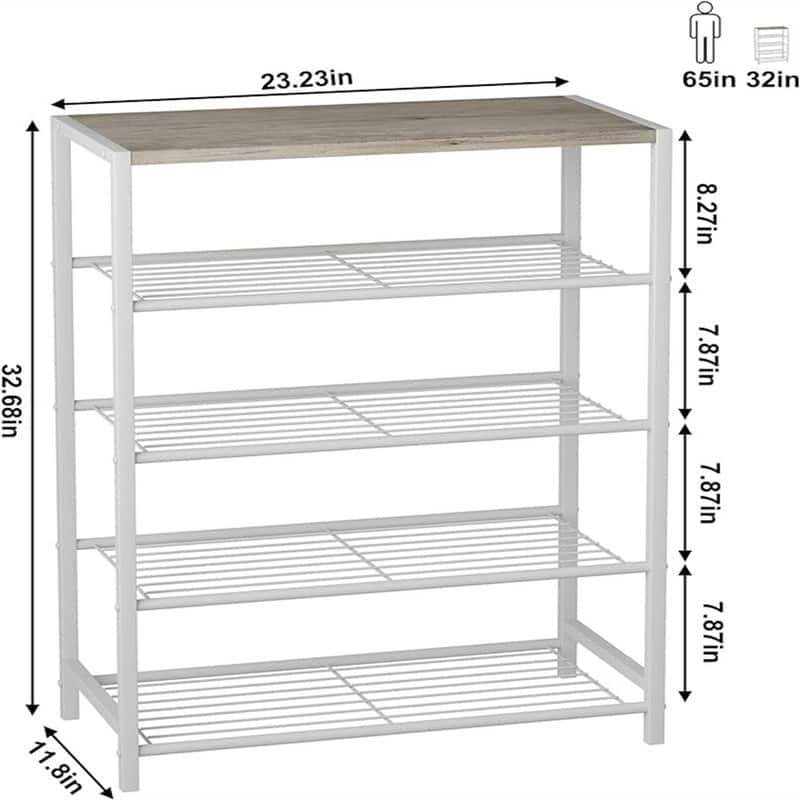 5-Tier Shoe Storage - 11.8"D x 23.32"W x 32.68"H