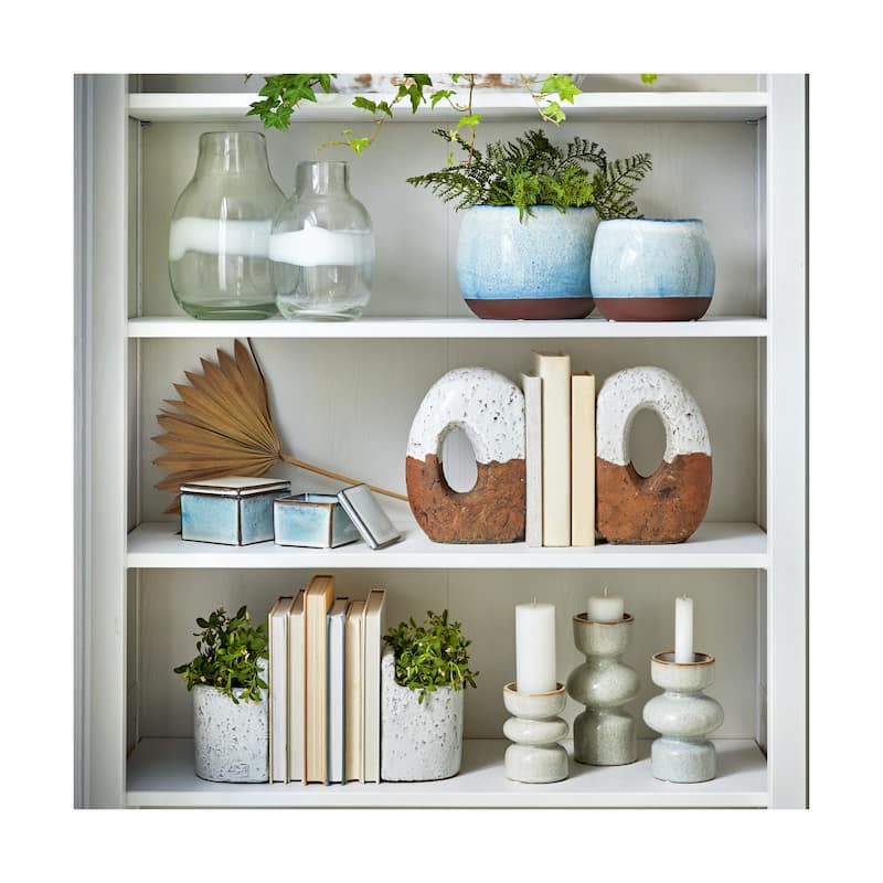 White Terracotta Utensil Bookend Decor Decorative Bookends Everyday Home Accent 6.5 in H x 5 in L x 4 in W