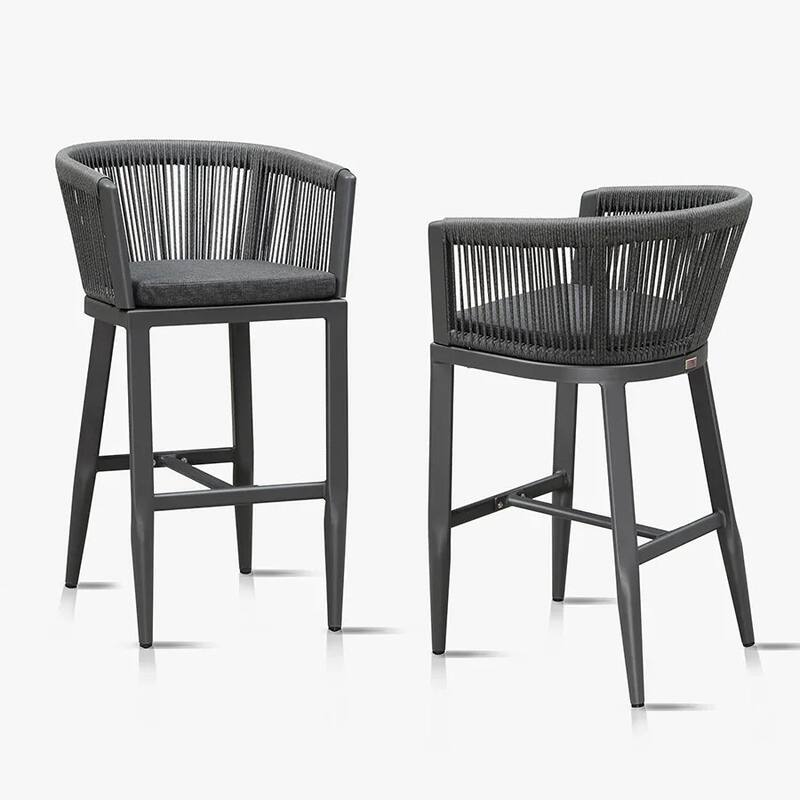 PURPLE LEAF Outdoor Dining Chairs Set of 2 Patio Counter Height Bar Stool with Cushion