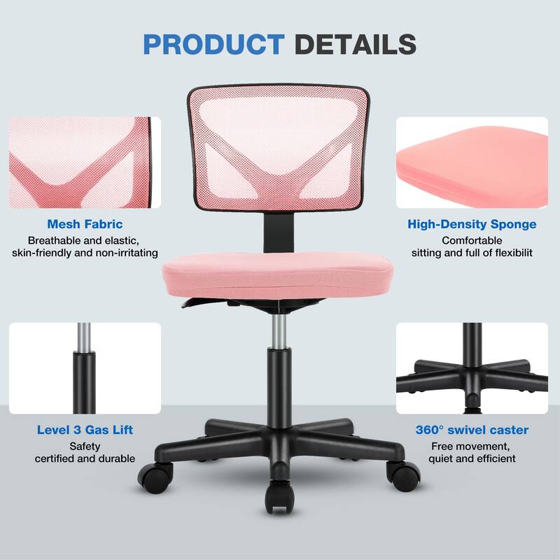 Compact Low Back Swivel Task Chair with Adjustable Height & Wheels