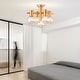 preview thumbnail 2 of 8, 18" Wellmian 5-Light Matte Gold Semi-Flushmount Ceiling Lamp Mini Glass Globe Shades