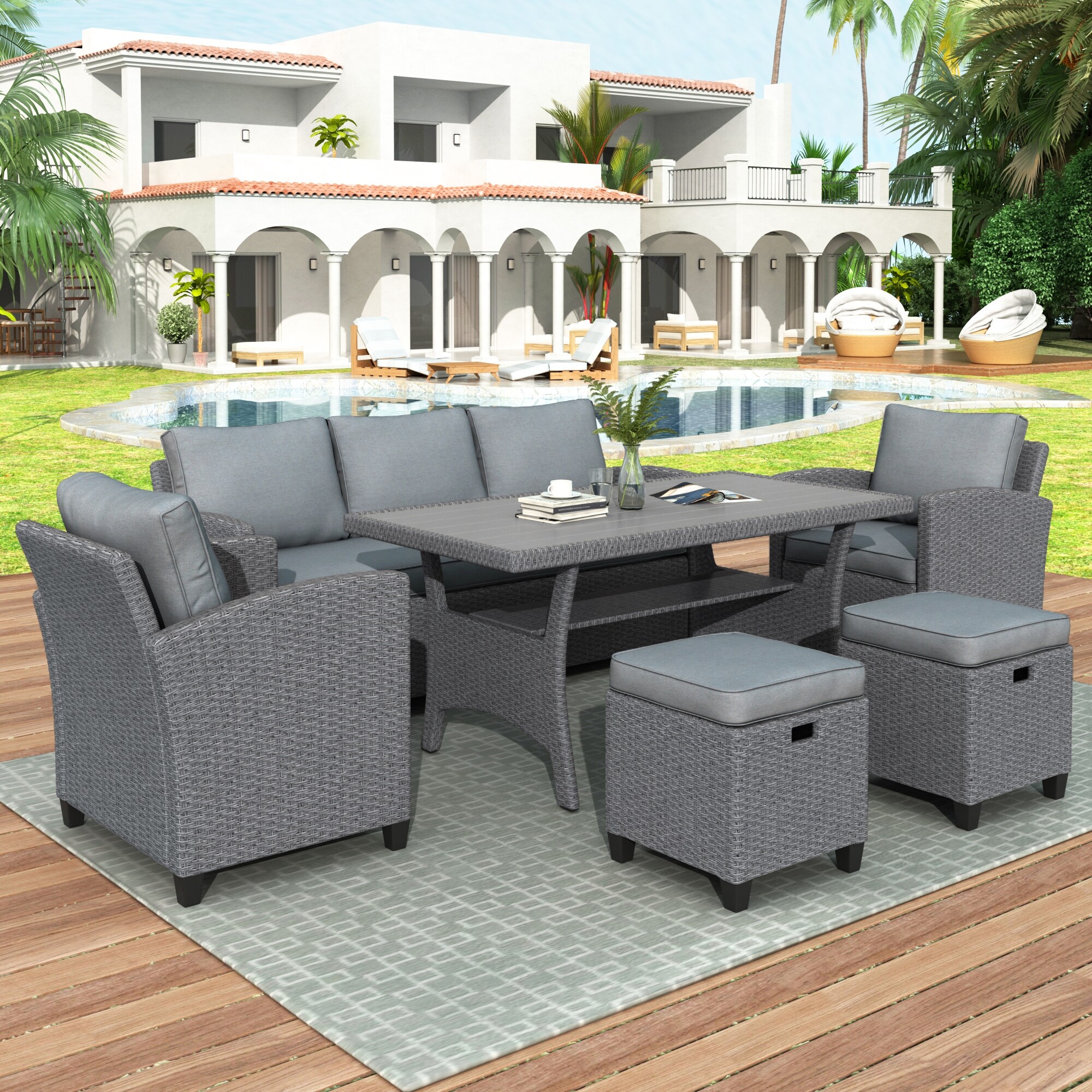 Rattan sofa and table discount set