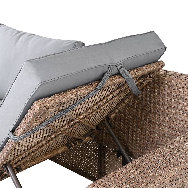 6-Piece All-Weather Outdoor PE Rattan Sofa Set - Patio Wicker Sectional with Storage Box, Removable Covers & Table